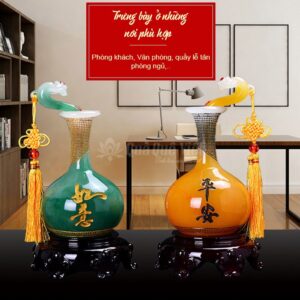 Bình Tài Lộc Phong Thủy Kèm Gậy Như Ý Mang Đến Tài Lọc và Bình An Cho Gia Chủ