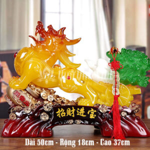 Tỳ Hưu Phong Thủy Ngọc Vàng Xanh Kéo Cải Cốc