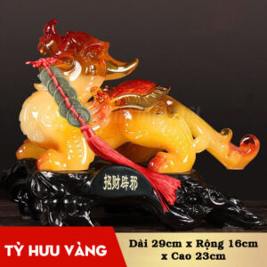 Tỳ Hưu Phong Thủy Vàng Ngọc Đỏ Size 29cm